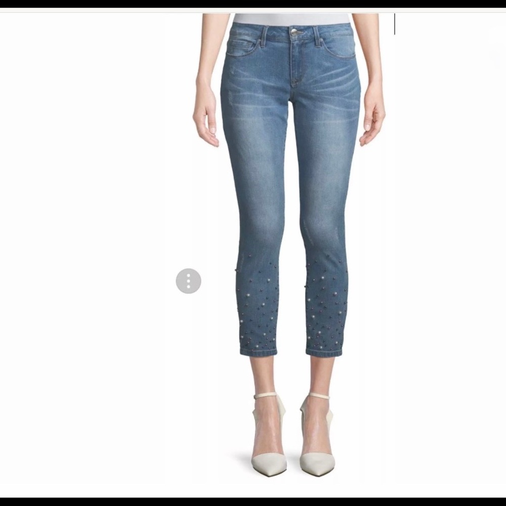 Nanette Lepore Hamilton Skinny Mid Rise Pearl Wash Sz 12 Jeans